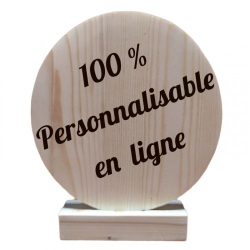 Trophée en bois rond gravé 20 cm
